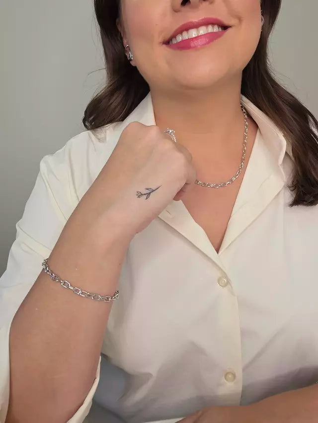 Pulseira Corrente Elos Banho Ródio Branco