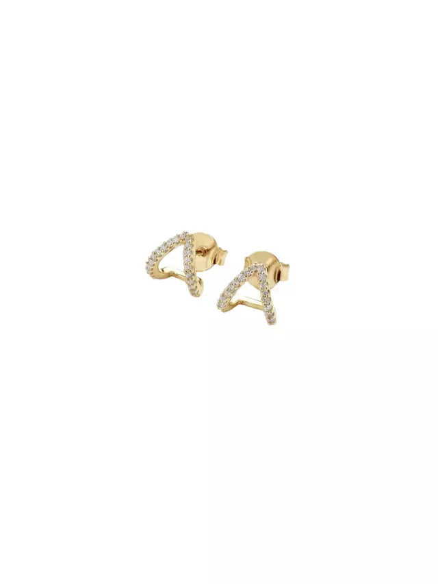 Brinco Triângulo Cravejado Clara Banho Ouro 18k