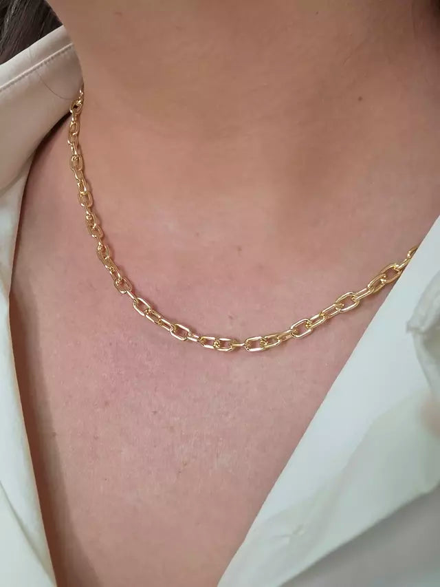 Colar Corrente Elos 40 cm Banho Ouro 18k