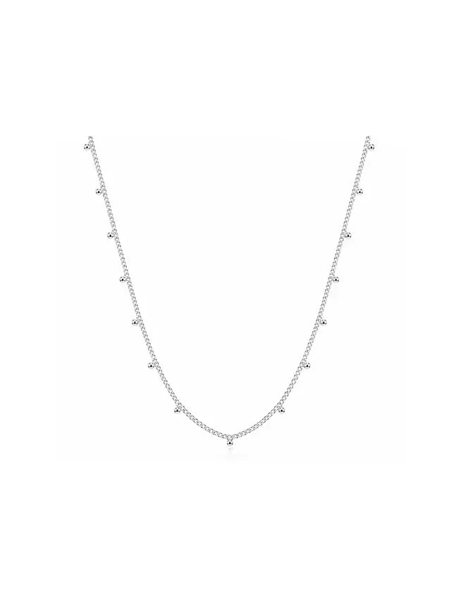 Colar Mini Esferas 40 cm Banho Ródio Branco