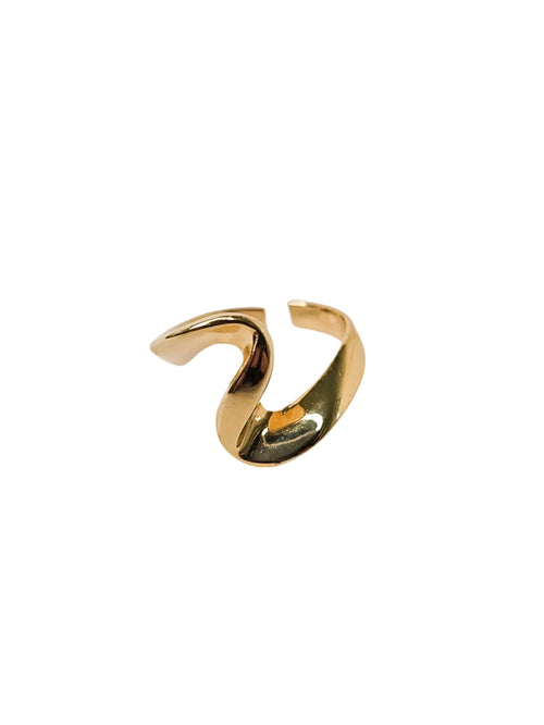 Anel Curva Regulável Banho Ouro 18k