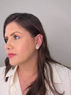Brinco Coração Cravejado Banho Ródio Branco
