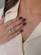Conjunto Esmeralda 45 cm Banho Ouro 18k