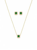 Conjunto Esmeralda 45 cm Banho Ouro 18k
