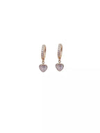 Brinco Argola cravejada com coração Banho Ouro 18k
