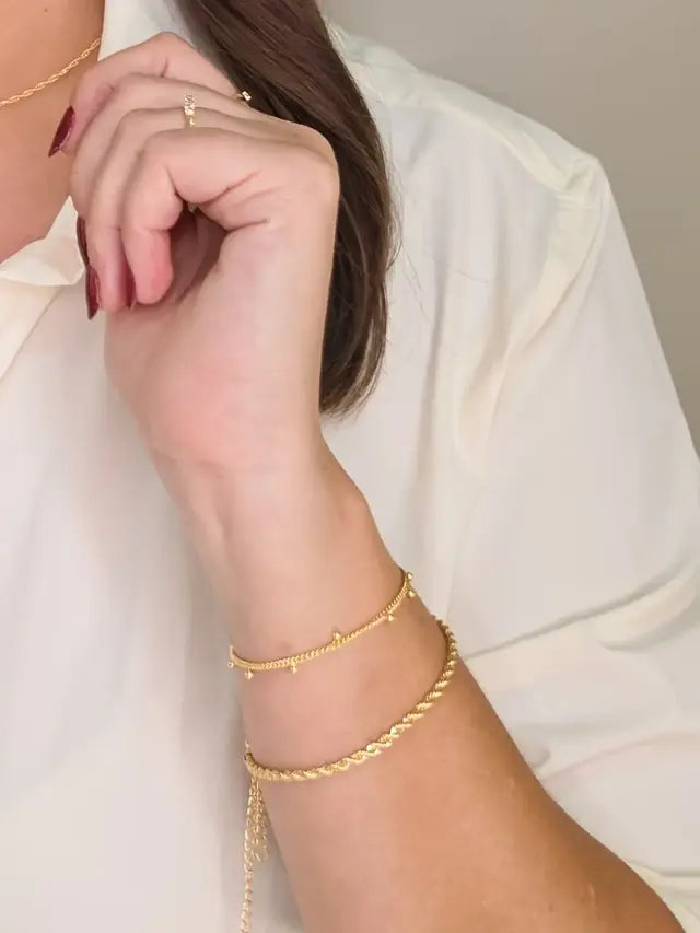 Pulseira Mini Esferas Banho Ouro 18K